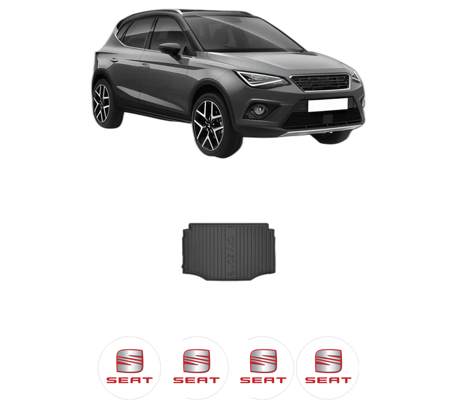 Tavita Portbagaj SEAT ARONA (KJ7, KJP) din 2017-2020, Protectie Portbagaj Auto, 4x Stickere auto cu SEAT