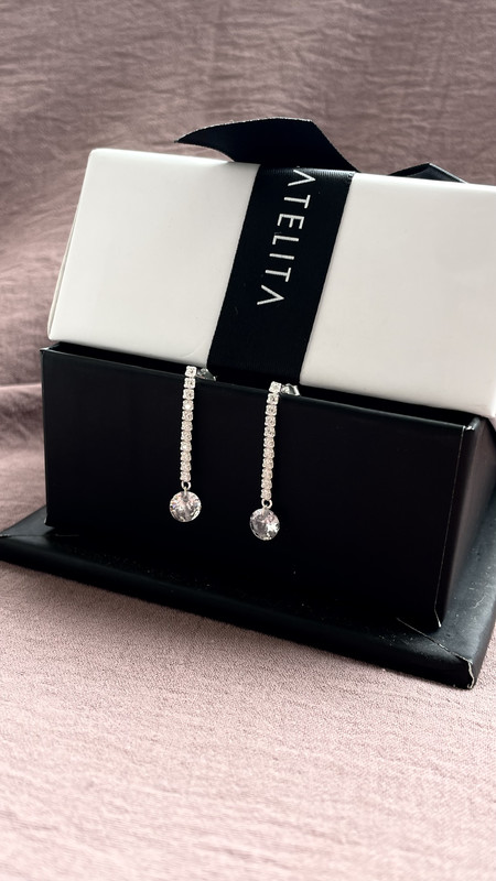 Aretes Tennis con piedra colgando