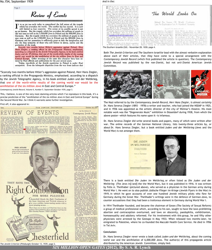 Holocaust Six Million Open Gates August 2012 Hans Ziegler the annihilation of six million Je