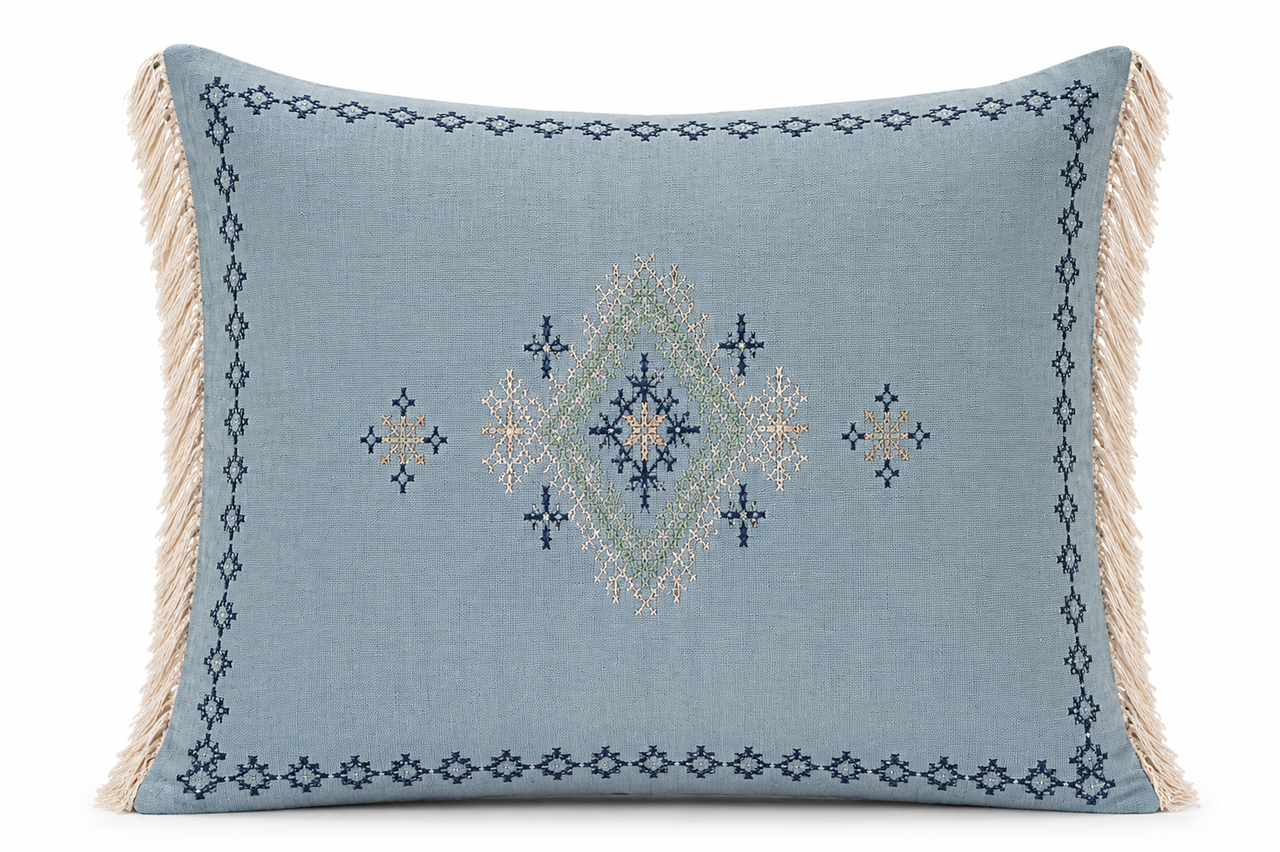Moroccan Sky Blue Jumbo Bedroom Pillow