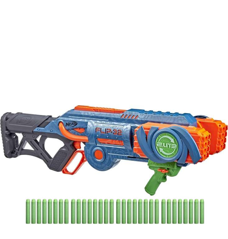 Amazon: Nerf - Lanzador Elite 2.0 Flipshots Flipshots con 32 cañones de dardos que se giran para duplicar tu potencia de fuego