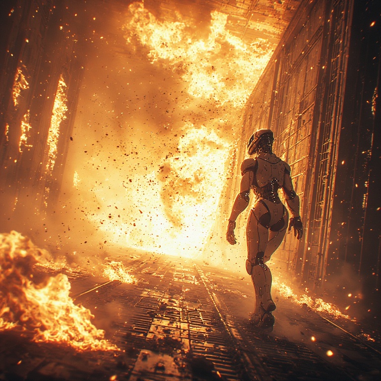 The-corridor-burns-behind-her