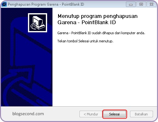 Proses Uninstall Game Point Blank Garena