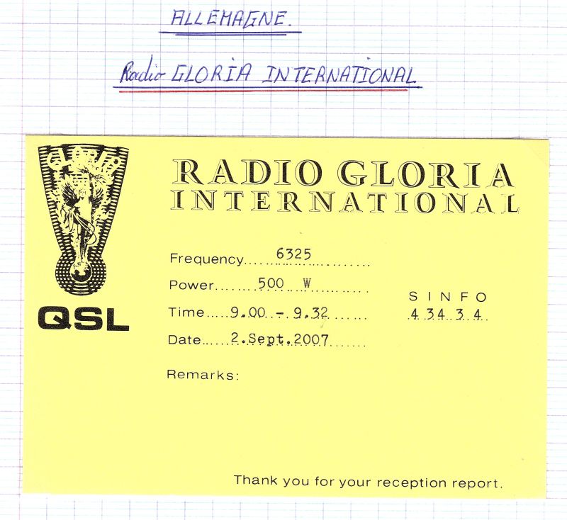 QSLs R.NORDSEE INTERNATIONAL et R.GLORIA. QSL-R-GLORIA-07