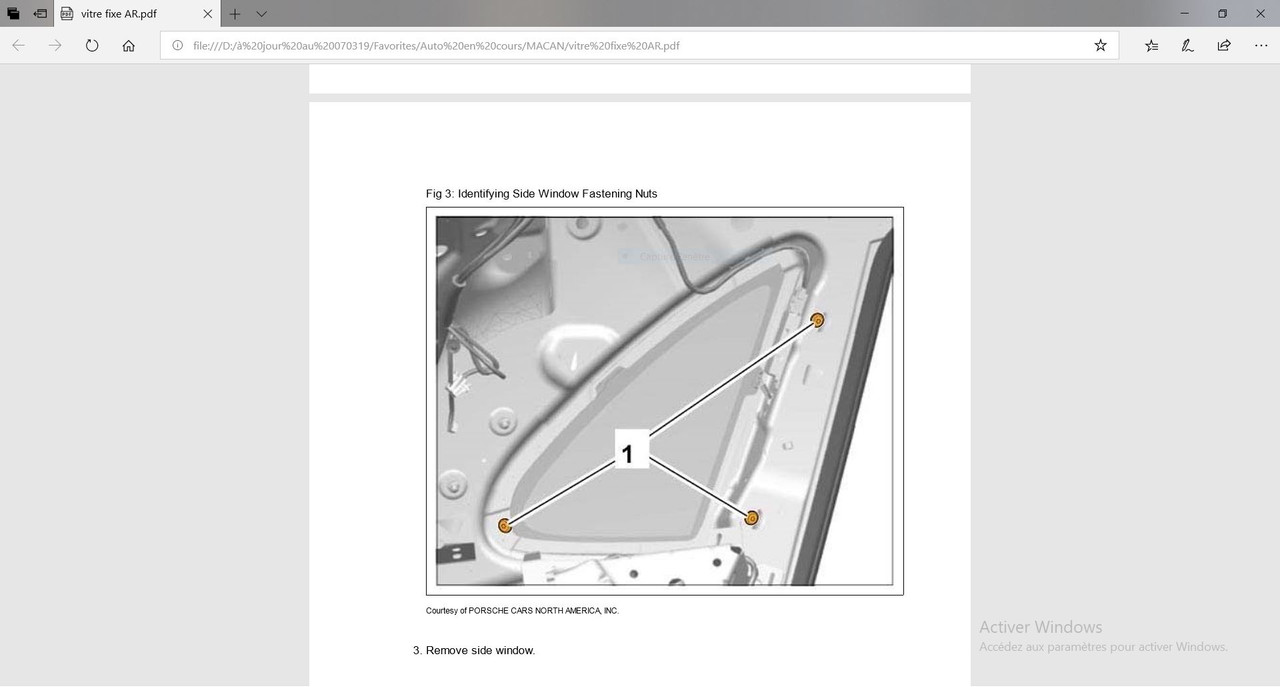 écrous vitre AR fixe
