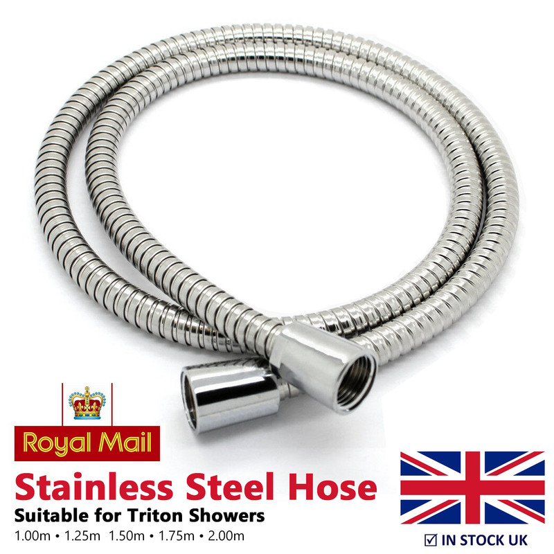 TRITON REPLACEMENT STAINLESS STEEL FLEXIBLE SHOWER HOSE 1m 1.25m 1.5m 1