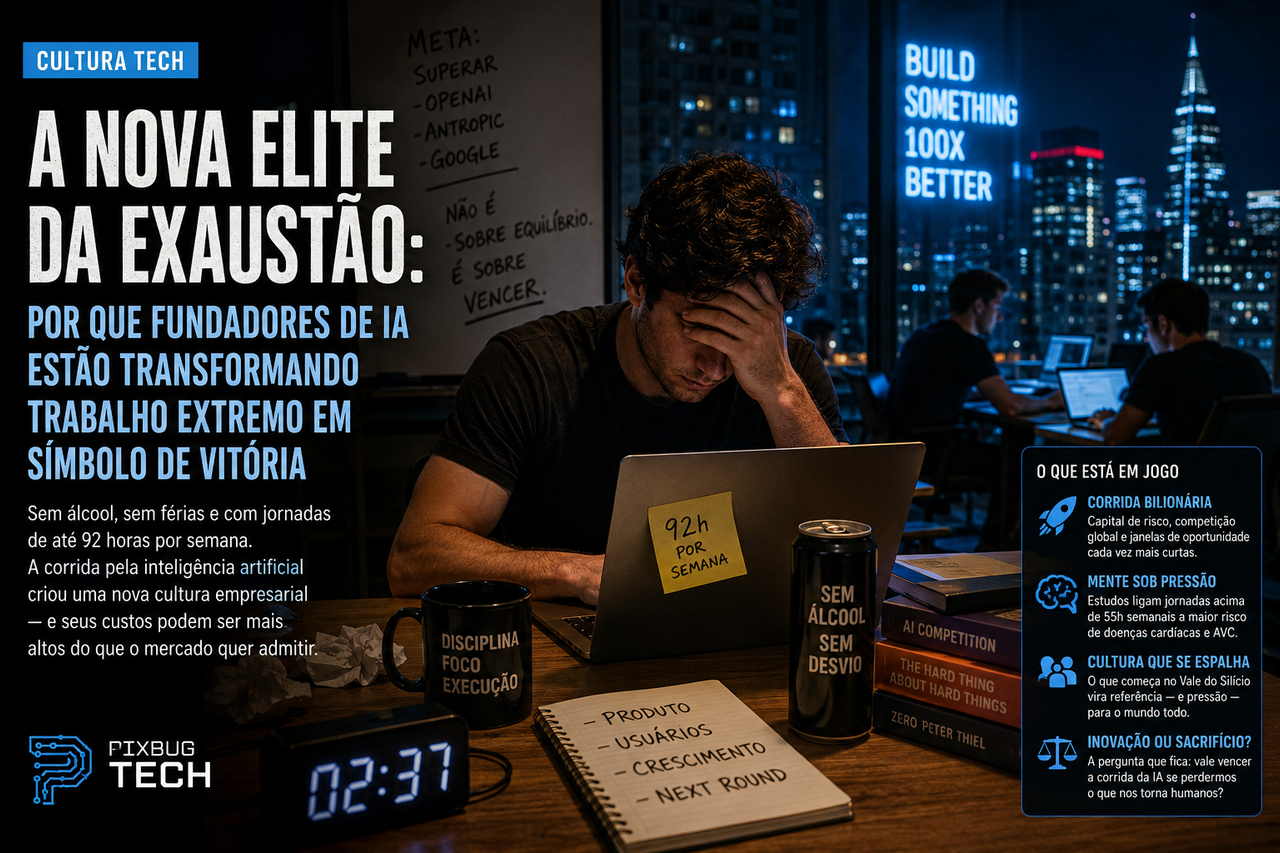 A nova religião do Vale do Silício: trabalho extremo, sobriedade e a ilusão de vencer a IA pela exaustão