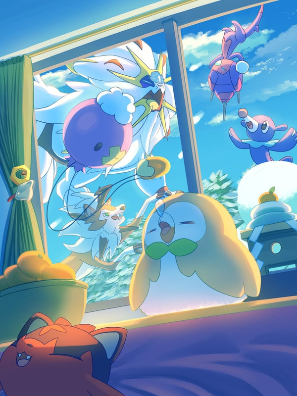 rowlet-popplio-litten-drifloon-lycanroc-