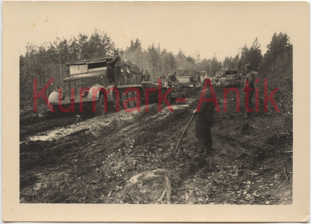 Foto Wehrmacht Panzer Halbkette Sonderanhänger 116 Russland Fron