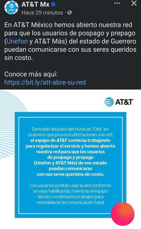 AT&T México (Unefon y AT&T Más) del estado de Guerrero Red abierta para datos y llamadas