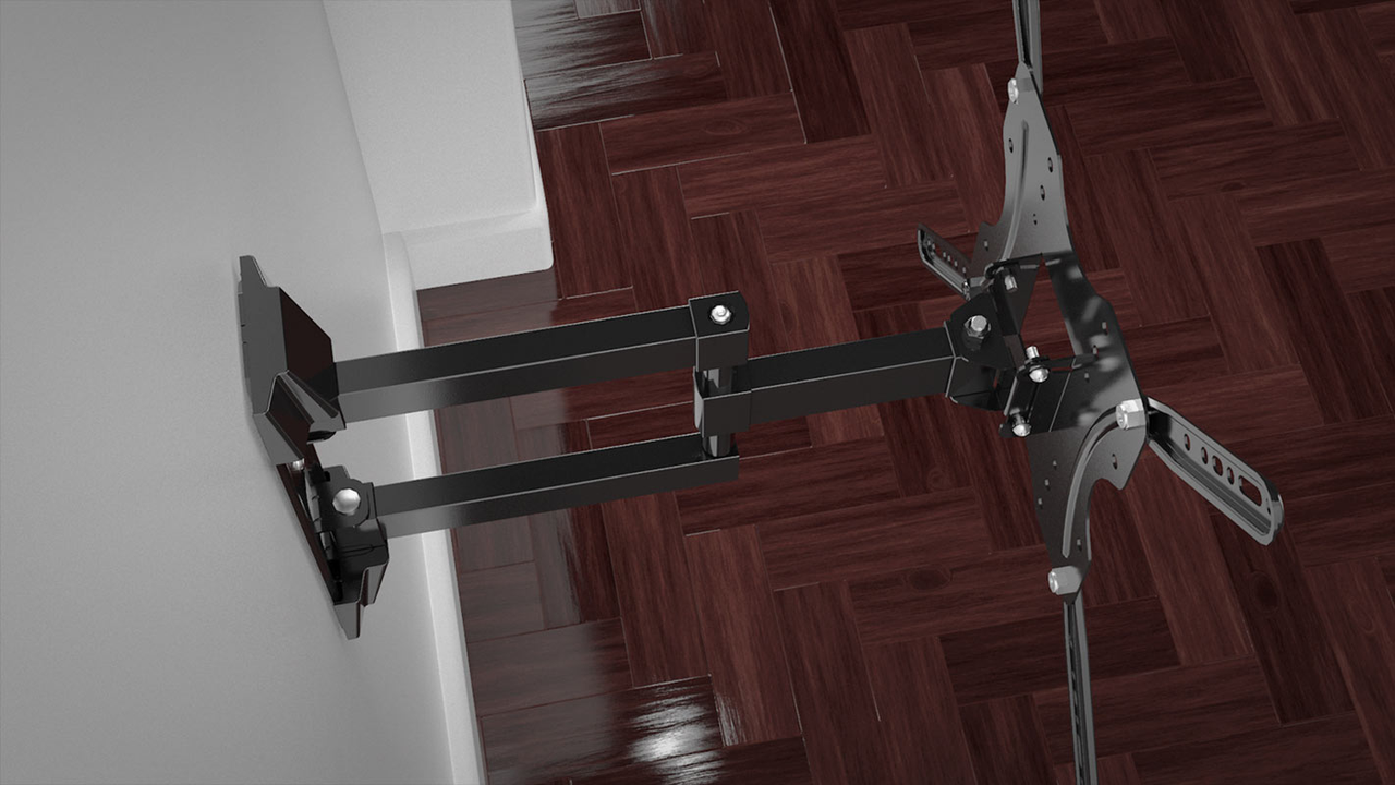 Soporte de pared articulado Klip Xtreme KTM-876 sosteniendo un televisor.