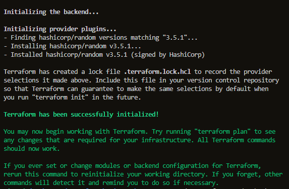 After having run terraform init