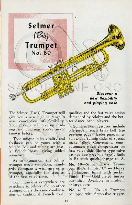 Selmer 1953 brass catalog pg 12