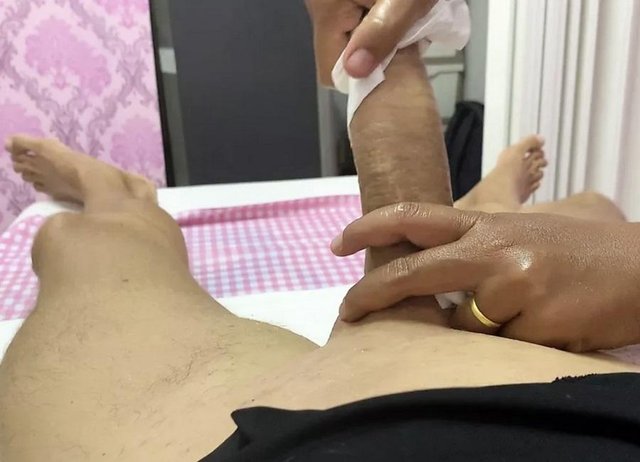 Brazilian Wax For A Big Cock With Post Wax Massage And Handjob 21
