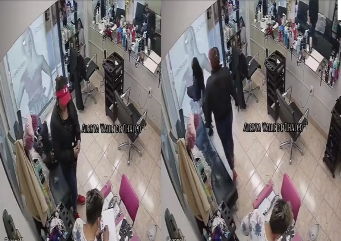 Captan robo en estética de Edomex, mujer usa a su pequeña hija