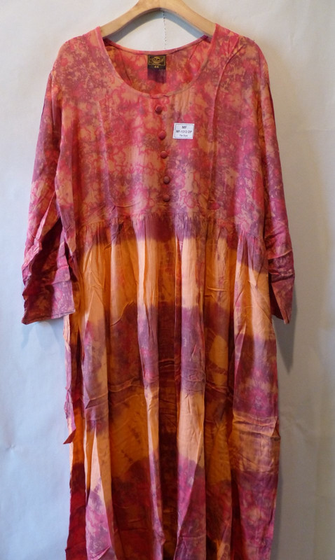 HARISH EXPORTER WOMENS PINK FULL SLEEVE KAFTAN W/ DUPATTA TIE DYE PRINT SZ 44