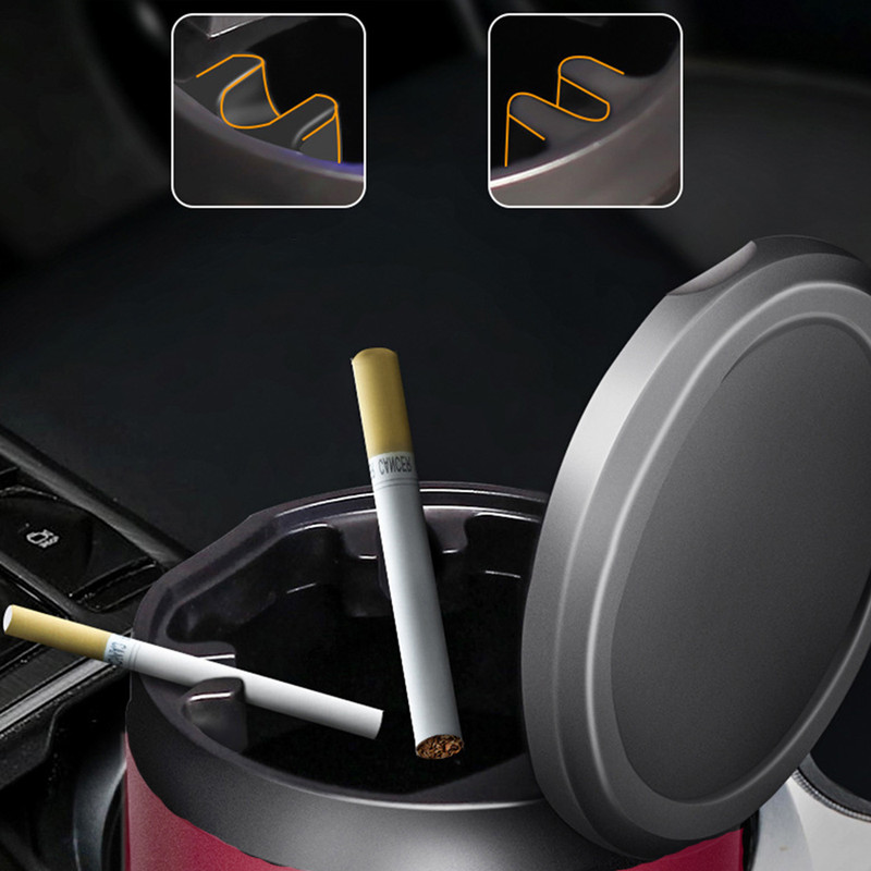 Lntyq 3 Pcs Cendrier De Voiture Avec Lumière LED Bleue, Anti-odeurs