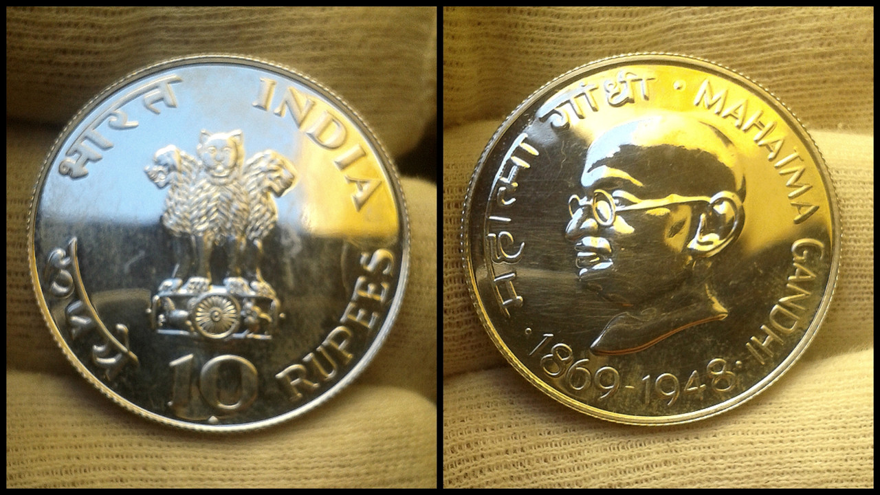 10 Rupias 1969 B. India. Mahatma Gandhi. Polish-20210802-071527545