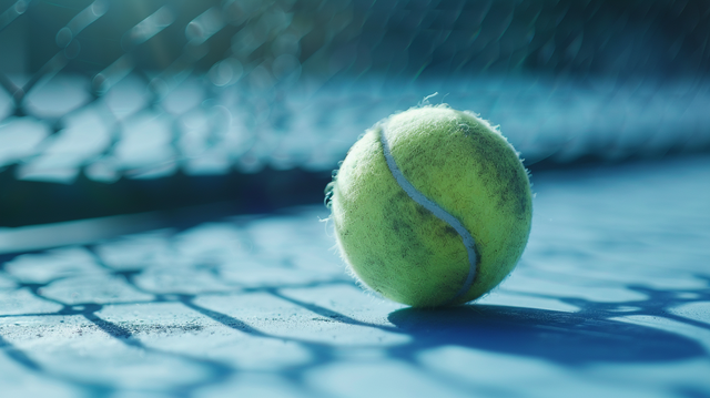 Мяч для игры в большой теннис на корте