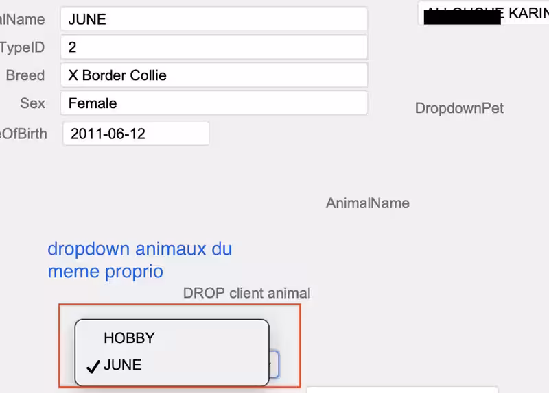 Drop Animaux Client