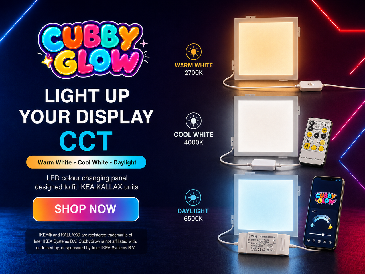 Cubby Glow lighting kit range