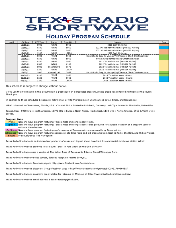 TRSW 2022 Holiday Program Schedule (2022-11-28)