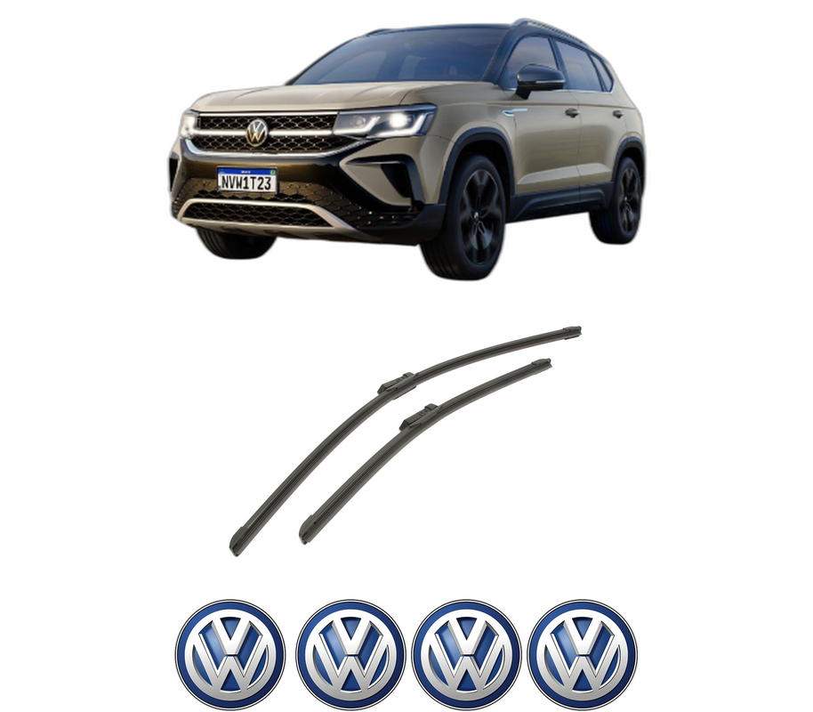 Set stergatoare auto Volkswagen TAOS (CL1, CP1, CQ1) din 2020-2021, pentru parbriz auto, 2 bucati, Bosch Aerotwin, din cauciuc siliconat rezistent, 4 Stickere Auto Volkswagen
