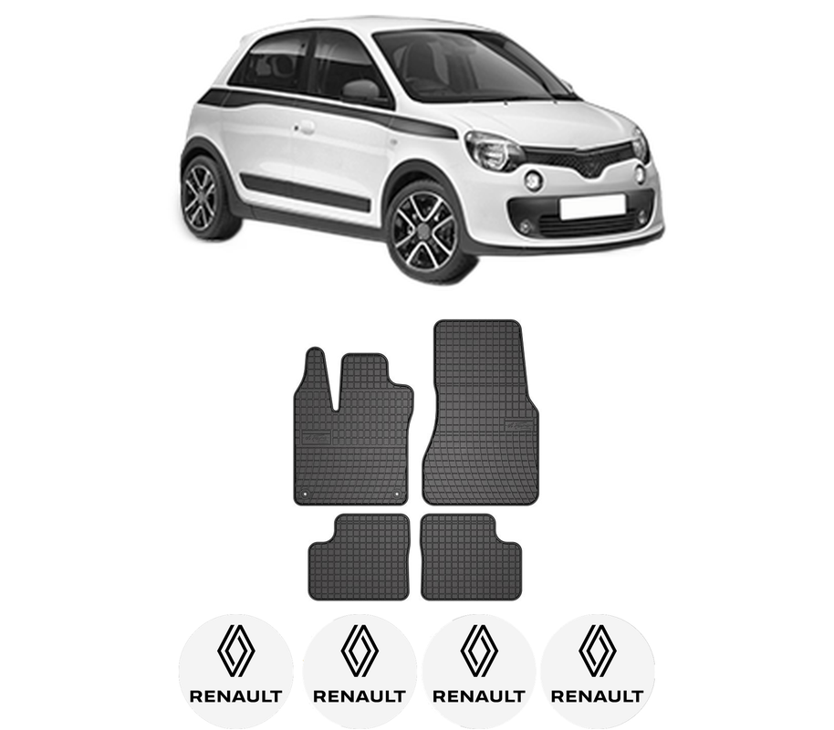 Set covorase presuri RENAULT TWINGO III (BCM_, BCA_) din 2014-2019, auto, din cauciuc thermoplastic, 4 Stickere auto cu RENAULT