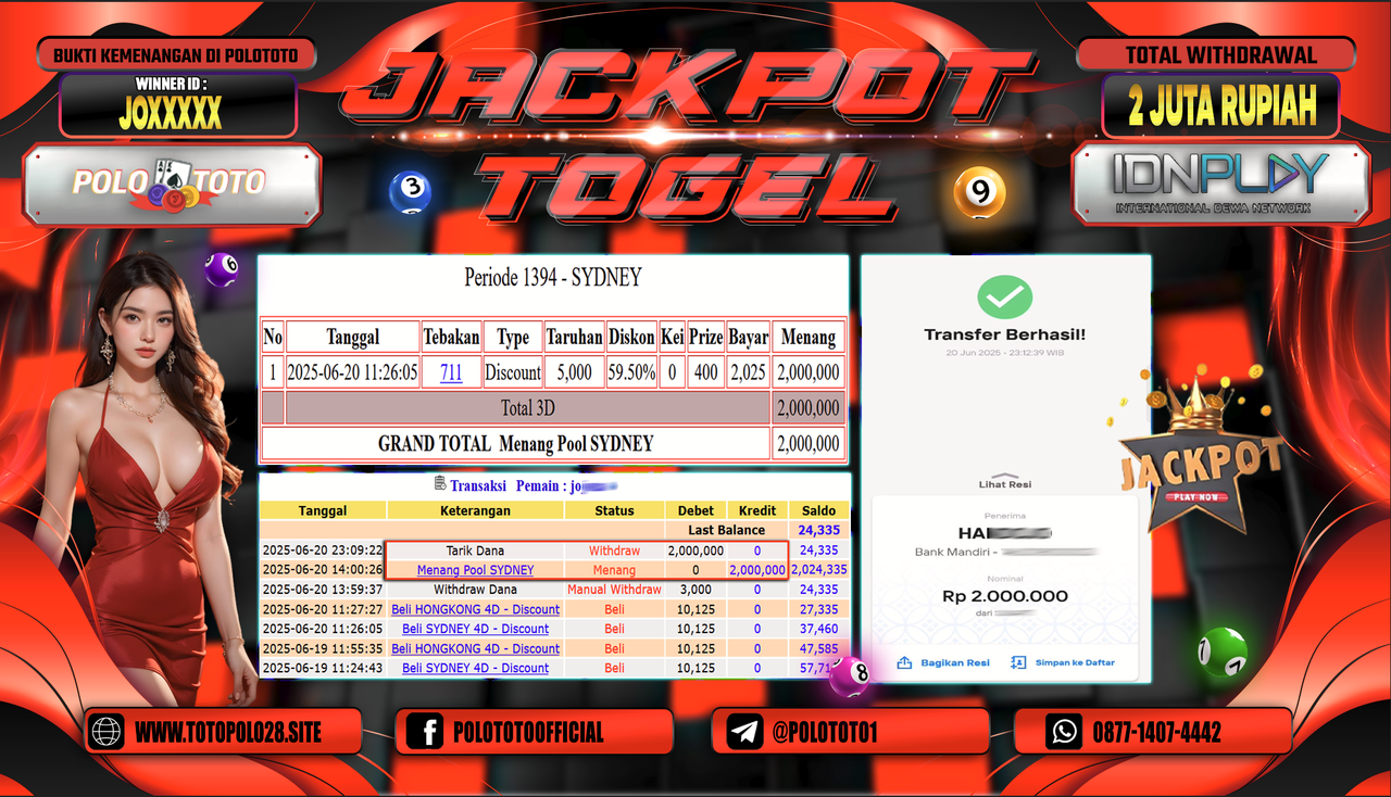 POLOTOTO JACKPOT TOGEL SYDNEY POOL Rp.2.000.000,-