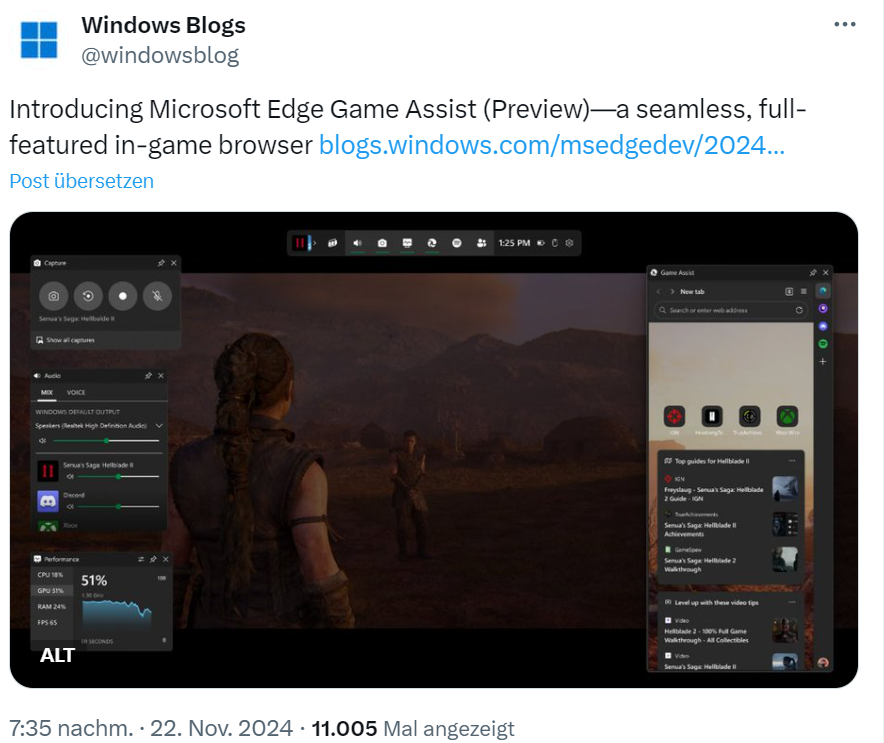Microsoft Edge Game Assist (Preview)