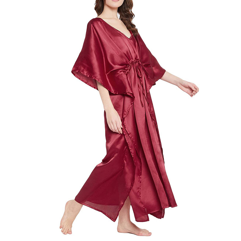 Women Satin Silk Nightdress Lingerie Sleepwear Nightgown Maxi Robe Loungewear - Picture 65 of 125