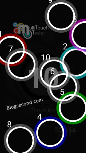 Gambaran dari Aplikasi Multi Touch Tester di Android