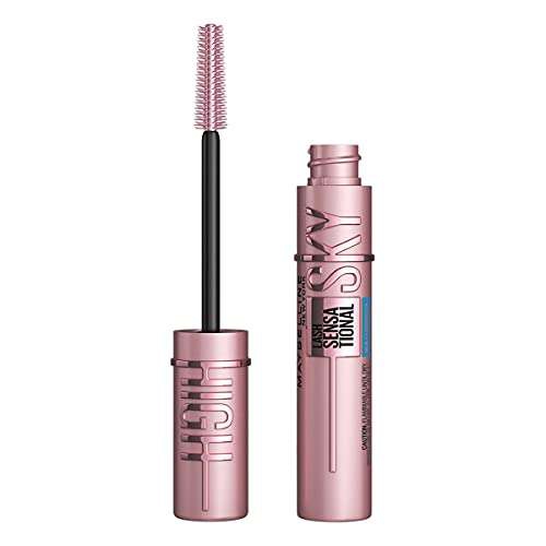 Amazon: Maybelline, Mascara de pestañas a prueba de agua y brinda alargamiento Lash Sensational Sky High negro, 6ml 
