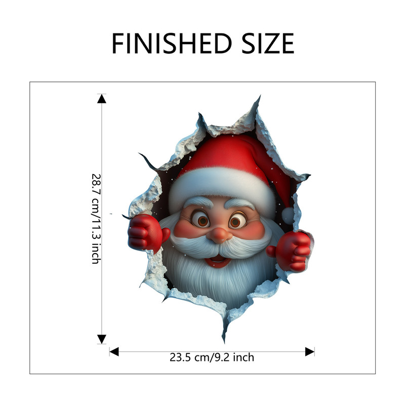 10 PCS Creative 3D Santa Claus Peeking Through Wall Christmas Wall Sticker for global Homes
