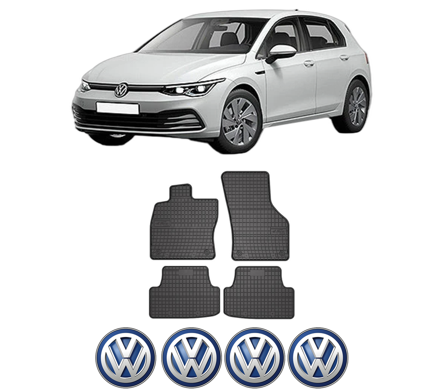Set covorase presuri Volkswagen GOLF VIII (CD1, DA1) din 2019-2024, auto, din cauciuc thermoplastic, 4 Stickere auto cu Volkswagen