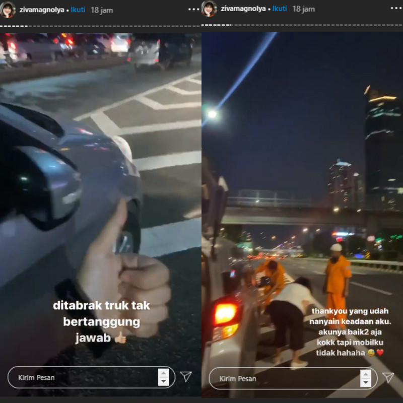Ziva Magnolya kabarkan mobilnya ditabrak truk 