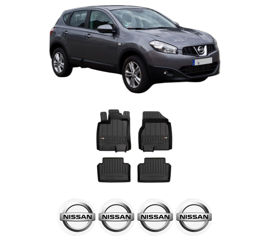 Set covorase presuri NISSAN QASHQAI I VAN (J10) din 2013-2014, auto, din cauciuc thermoplastic, 4 Stickere auto cu NISSAN