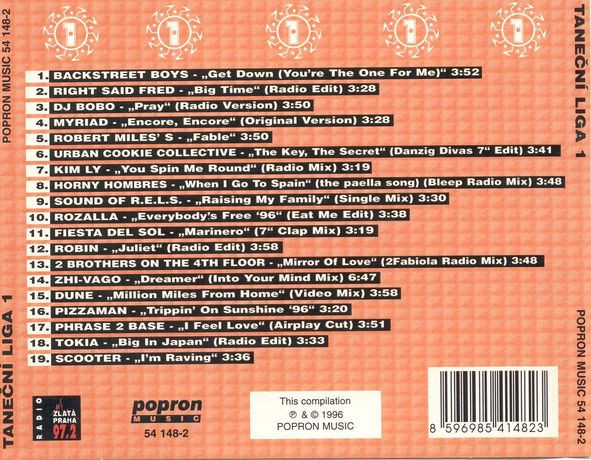 22/01/2023 - Taneční Liga 1 (CD, Compilation)(Popron Music – 54 148-2)  1996 R-538359-1386878977-4681