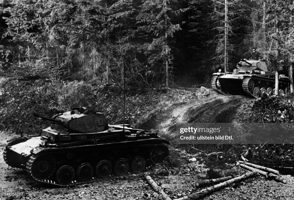 Belgium - german tanks (type II) passing through the ardennes ca. 12.05.1940