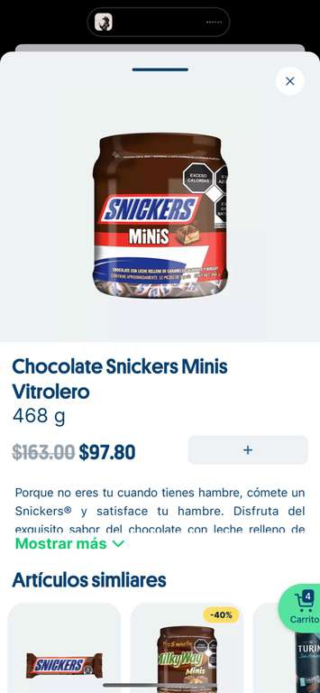 JOKR: Chocolate Snickers Mini 52 piezas, 468g 
