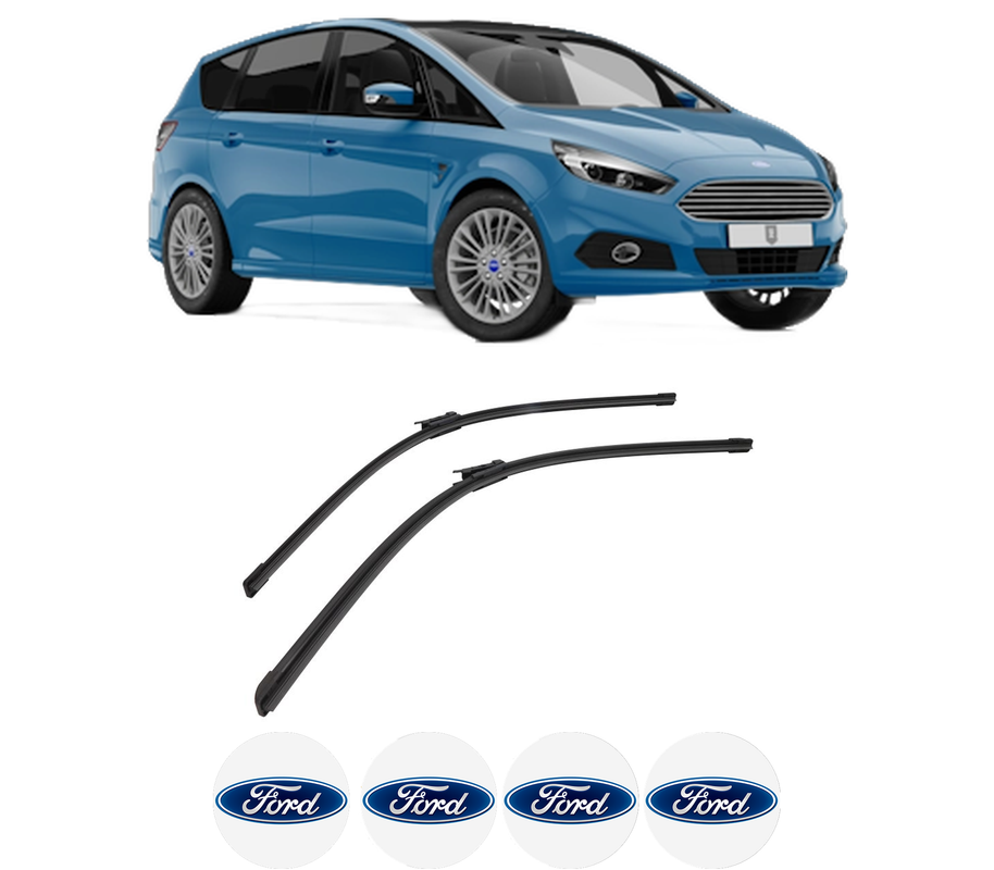 Set stergatoare auto FORD GALAXY III (CK) din 2015-2018, pentru parbriz auto, 2 bucati, Bosch Aerotwin, din cauciuc siliconat rezistent, 4 Stickere Auto FORD