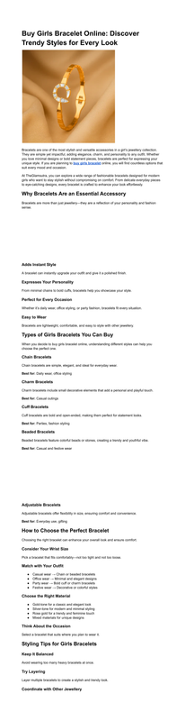Buy Girls Bracelet