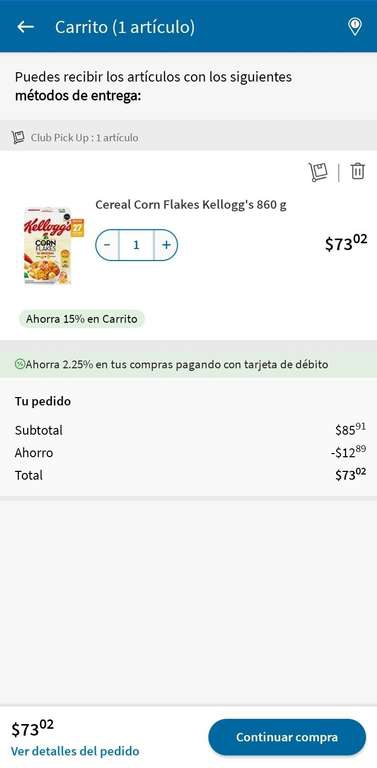 Cereal Corn Flakes Kellog's 860gr - Sam's club | agregando al carrito 
