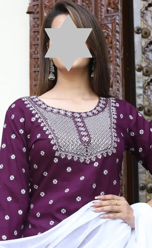 RAYON NECK EMROIDERY 3 PC SUIT FOR WOMAN FASHION Color 1 (R111)