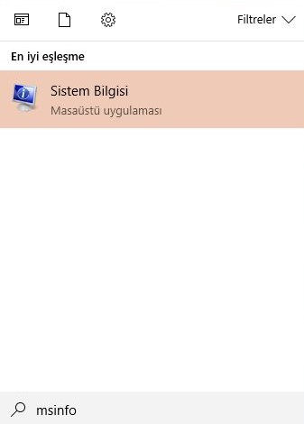 msinfo sistem bilgisi