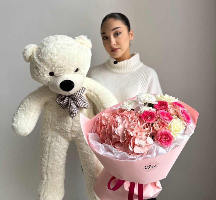 Евро нежный + мишка 80 см