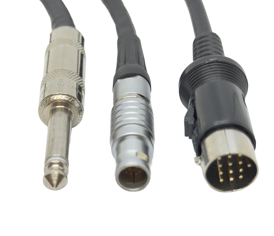 Size Comparison 16-pin, 13-pin, 1:4" male connectors 2