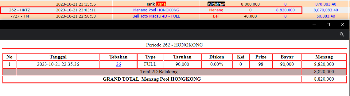 Bukti JP togel hari ini