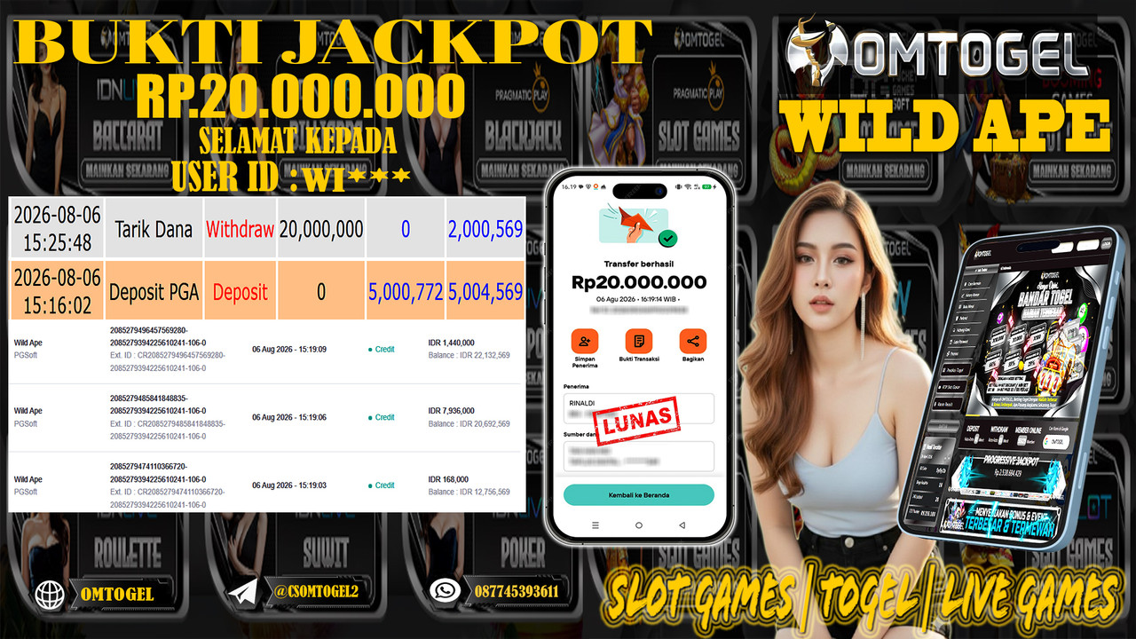 OMTOGEL JACKPOT PG SOFT WILD APE  Rp,20,000,000,- DIBAYAR LUNAS