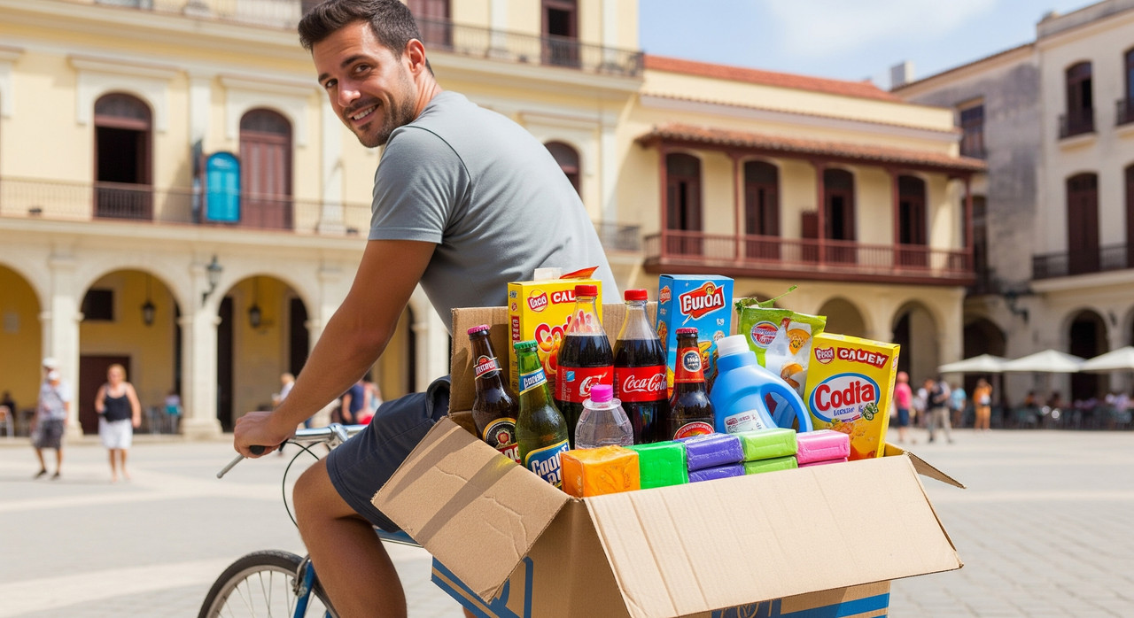 Mensajero de Mercado Bayona entregando pedido